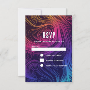 Groovy Abstrakte Wirbel und Kreise Cool Hochzeit RSVP Karte