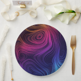 Groovy Abstrakte Wirbel und Kreise Cool Pappteller