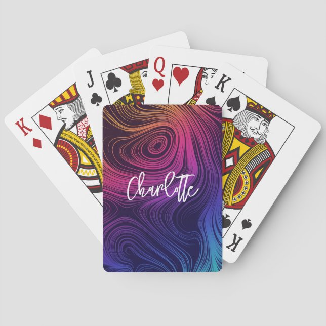 Groovy Abstrakte Wirbel und Kreise Cool Spielkarten (Rückseite)