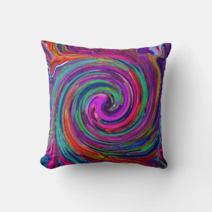 Groovy Abstrakter Retro Magenta Dunkler Regenbogen Kissen