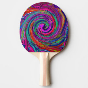 Groovy Abstrakter Retro Magenta Dunkler Regenbogen Tischtennis Schläger