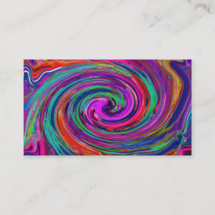 Groovy Abstrakter Retro Magenta Dunkler Regenbogen Visitenkarte