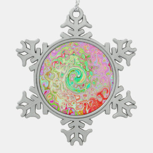 Groovy Abstrakter Retro-Pastell-Grün-Flüssigkeitsw Schneeflocken Zinn-Ornament