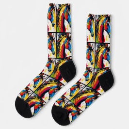 Groovy Abstraktes Pferd im Stil der 60er Jahre Socken