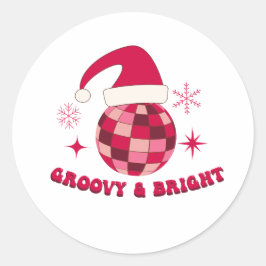 Groovy and Bright Disco Weihnachten Runder Aufkleber