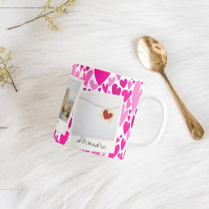 Groovy and Romantic Pink Hearts Valentine Foto Kaffeetasse