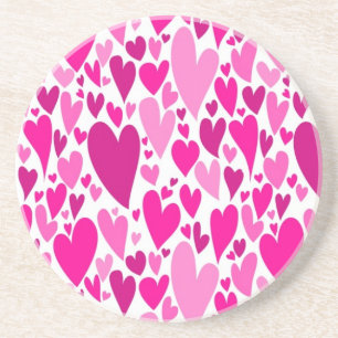 Groovy and Romantic Pink Hearts Valentinstag Getränkeuntersetzer