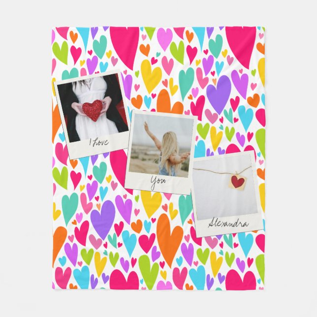 Groovy and Romantic Vibranine Heart Valentine Foto Fleecedecke (Vorderseite)