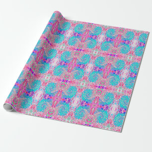 Groovy Aqua Blau und Rosa Abstrakt Retro Swirl Geschenkpapier
