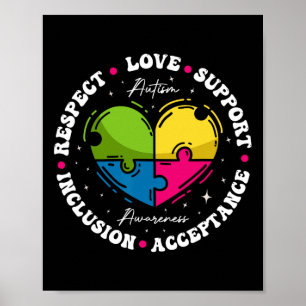 Groovy Autism Awareness Respect Liebe Unterstützun Poster