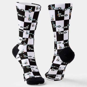 Groovy Autorennen Retro-Rennmuster Socken