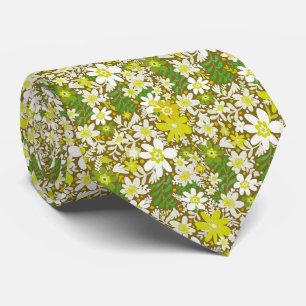 Groovy Autumn Green Blooms Neck Tie Krawatte