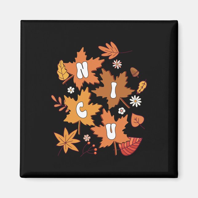 Groovy Autumn NICU Nurse Maple Leaf Fall Vibes Dai Magnet (Vorne)