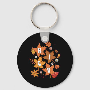 Groovy Autumn Nicu Nurse Maple Leaf Fall Vibes Dai Schlüsselanhänger