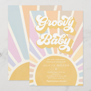 Groovy Baby Boho Retro Sunshine Baby Dusche Einladung