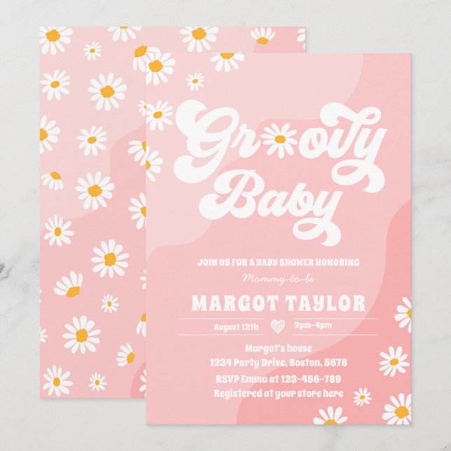 Groovy Baby Daisy Boho Hippy Vibes Baby Shower Einladung (Vorne/Hinten)