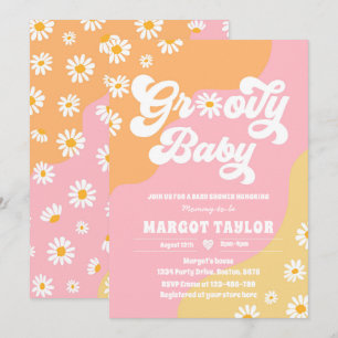 Groovy Baby Daisy Boho Hippy Vibes Baby Shower Einladung