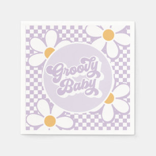 Groovy Baby Lila Daisy Schachbrett Serviette
