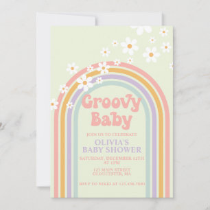 Groovy Baby Pastel Regenbogen Baby Dusche Einladun Einladung