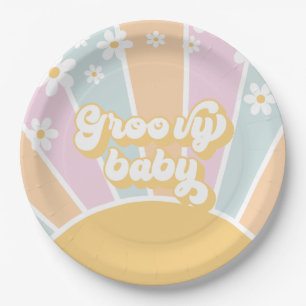 Groovy Baby Pastell Retro Sonnenschein Babyparty Pappteller