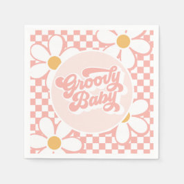 Groovy Baby Pink Daisy Schachbrett Serviette