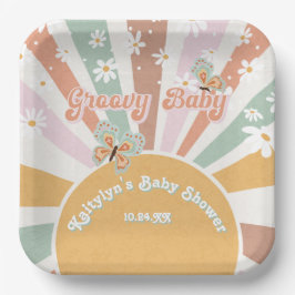 Groovy Baby Retro 70er Hippie Sunshine Daisies Pappteller