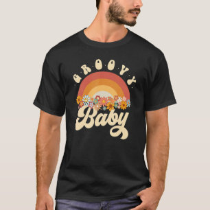 Groovy Baby Retro Rainbow Farbige Blume Design T-Shirt