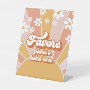 Groovy Baby Retro Sonnenschein Baby Shower Favors Sockelschild