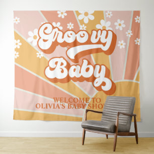 Groovy Baby Retro Sonnenschein Daisy Baby Shower B Wandteppich