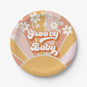 Groovy Baby Retro Sonnenschein Hippie Baby Shower  Pappteller