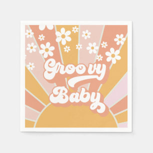 Groovy Baby Retro Sonnenschein Hippie Baby Shower  Serviette