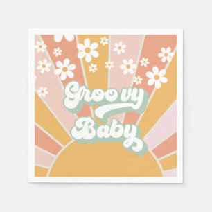 Groovy Baby Retro Sonnenschein Hippie Baby Shower Serviette