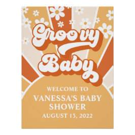 Groovy Baby Retro Sunshine Baby Dusche Begrüßung Poster