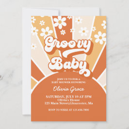 Groovy Baby Retro Sunshine Daisy Baby Dusche Einladung