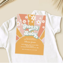 Groovy Baby Retro Sunshine Daisy Baby Dusche Einladung