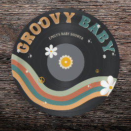 Groovy Baby Retro Vinyl Record Baby Dusche Pappteller