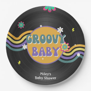 Groovy Baby Retro Vynil Record Baby Dusche Dekorat Pappteller