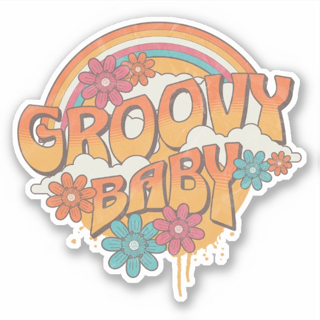 Groovy Baby Retrodesign Aufkleber (Vorderseite)