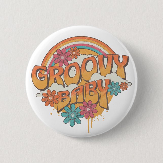 Groovy Baby Retrodesign Button (Vorderseite)