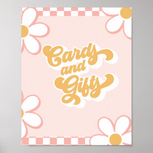 Groovy Baby Shower Cards und Geschenke Schild Pink