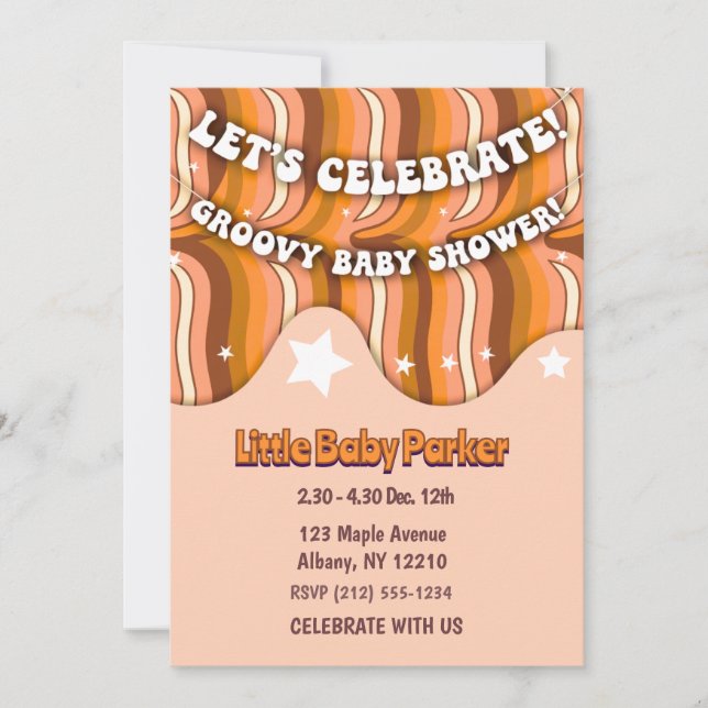 Groovy Baby Shower Einladung (Vorderseite)
