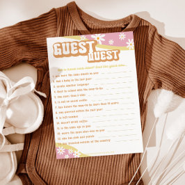 Groovy Baby Shower Games, Boho Retro, Vibe 70 Menükarte