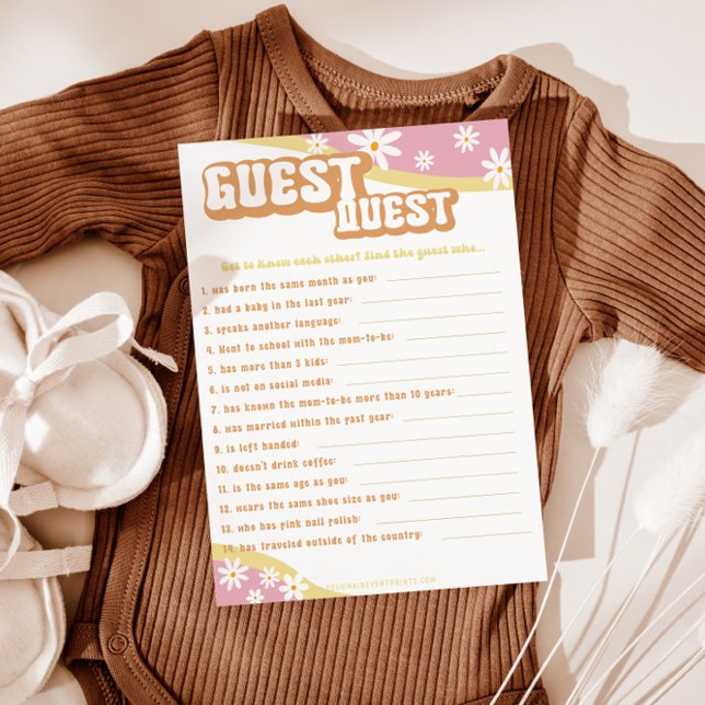 Groovy Baby Shower Games, Boho Retro, Vibe 70 Menükarte (Von Creator hochgeladen)