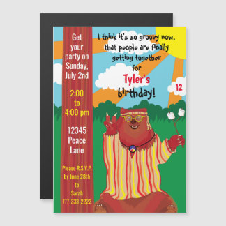 Groovy Bären Party Magnetische Einladung