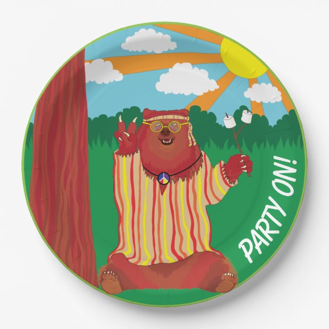 Groovy Bear Party Paper Plate Pappteller (Vorderseite)