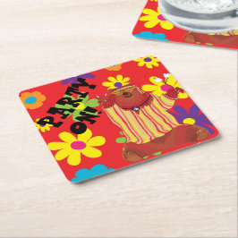 Groovy Bear Square Paper Untersetzer