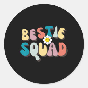 Groovy Bestie Squad Besties Trip Besties Match Runder Aufkleber