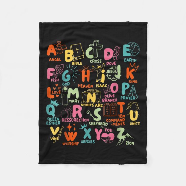 Groovy Biblical Alphabet Christian Teacher Student Fleecedecke (Vorderseite)