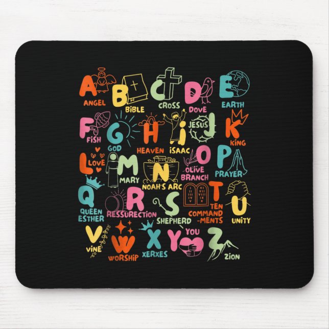Groovy Biblical Alphabet Christian Teacher Student Mousepad (Vorne)