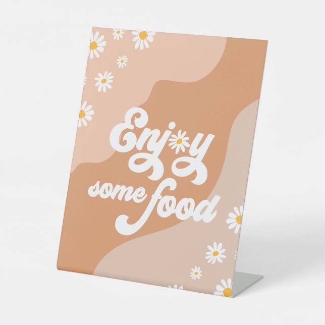 Groovy Birthday Party Boho Daisy Dekorationstabell Sockelschild (Vorderseite)